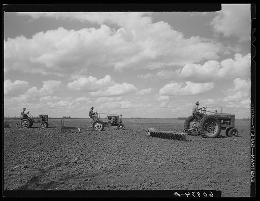 Getting the ground ready for corn planting. Jasper County, Iowa