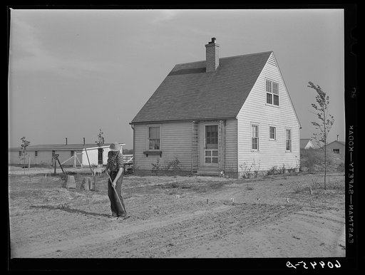 Working in the garden. Deshee Unit, Wabash Farms, Indiana