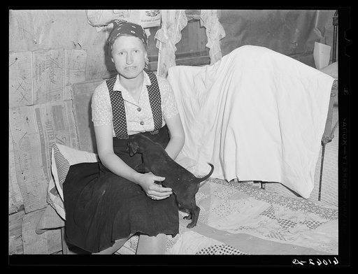 Woman living on submarginal farm along riverbottoms. She will move to new Delmo Labor Home. New Madrid County, Missouri