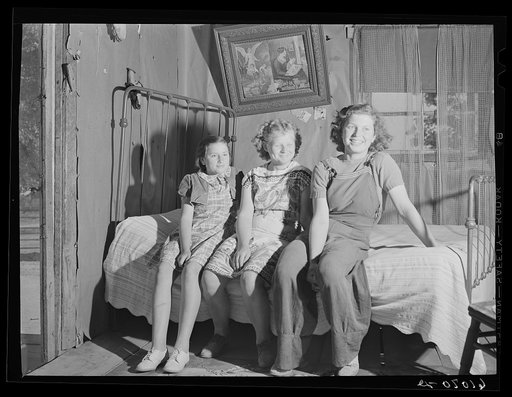 Daughters of farmer living on sub-marginal land along Mississippi riverbottoms. The family will move to one of the new Delmo labor homes. New Madrid County, Missouri