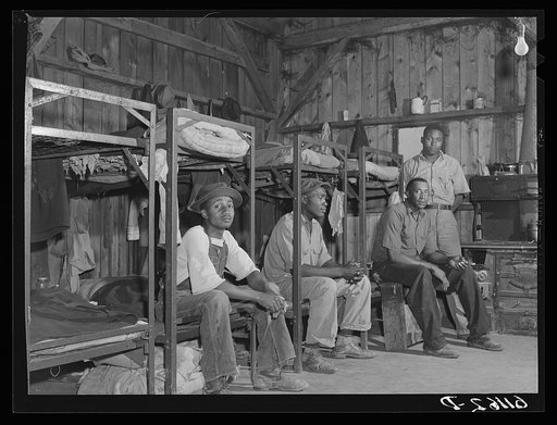Old barn used as bunkhouse for migrant fruit pickers from the South. This grower employs only unmarried Negroes. Berrien County, Michigan