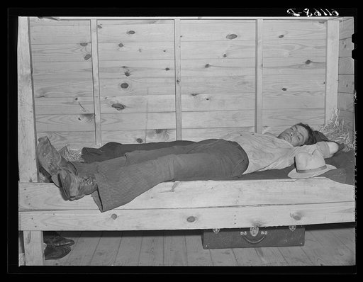 Migrant fruit worker living in cabin owned by packing house for which he works. Rent one dollar and seventy-five cents a week. Berrien County, Michigan