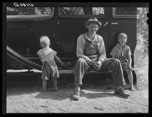 Untitled photo, possibly related to: Migrant fruit worker from Arkansas. He says his oldest boy can do as much in a day picking cherries as a man. Berrien County, Michigan