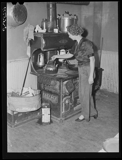 Wife of FSA (Farm Security Administration) rehabilitation borrower in her kitchen. Door County, Wisconsin
