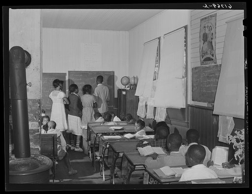 Interior of one-room schoolhouse near Scotland, Saint Mary's County, Maryland