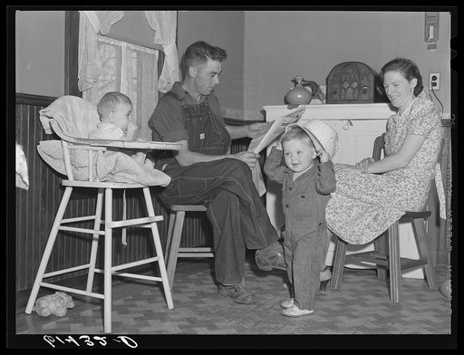 Untitled photo, possibly related to: Owner of 120-acre farm with family. Meeker County, Minnesota