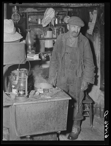 George Debakos, Russian-born farmer in his one-room shack. Ross County, Ohio