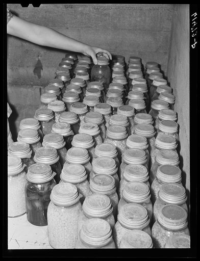 Food canned with pressure cooker. Red River Valley Farms, North Dakota