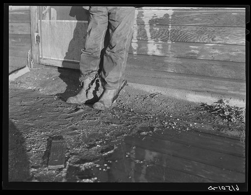 Mud at back door of Sauer farm house. Cavalier County, North Dakota