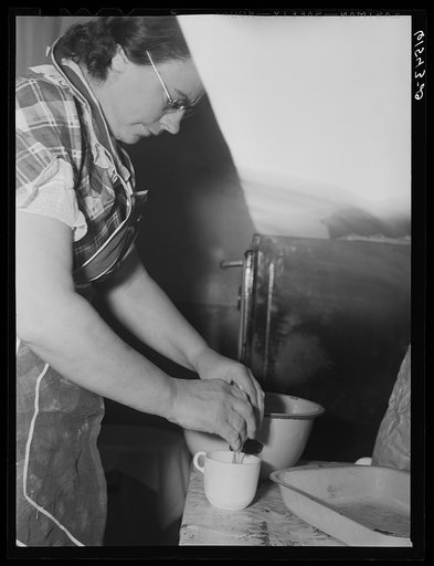 Untitled photo, possibly related to: Mrs. Sauer peeling apples. Cavalier County, North Dakota