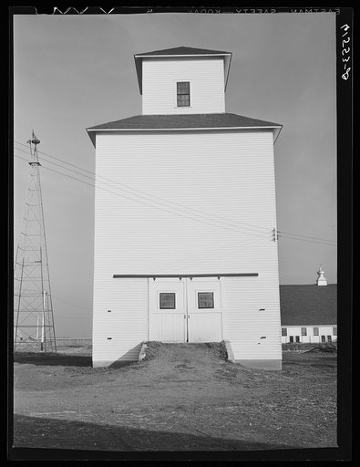 Grain elevator on large farm in Red River Valley. Cass County, North Dakota
