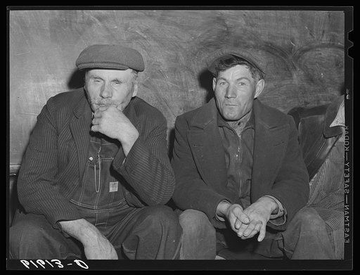 German-Russian farmers waiting to vote, election day, 1940. Beaver Creek precinct, McIntosh County, North Dakota