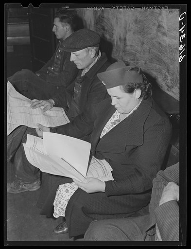 Looking over ballots, November election, 1940. McIntosh County, North Dakota