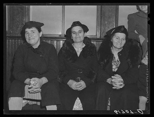 German-Russian farm women in school on election day, November 1940. McIntosh County, North Dakota