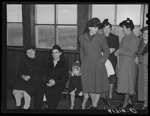 Untitled photo, possibly related to: German-Russian farm women in school on election day, November 1940. McIntosh County, North Dakota