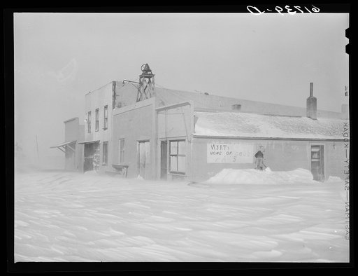 Draper, South Dakota, during snow blizzard