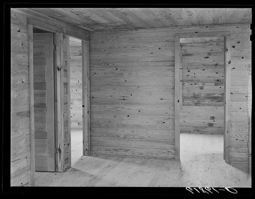 Interior of one of the group labor homes built by FSA (Farm Security Administration) in New Madrid County, Missouri for agricultural day labor. This house cost about seven hundred twenty dollars