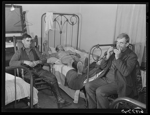 Men living in room at Mrs. Jones's boardinghouse. Radford, Virginia