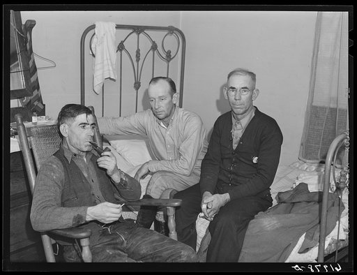 Men living in room at Mrs. Jones's boardinghouse. Radford, Virginia