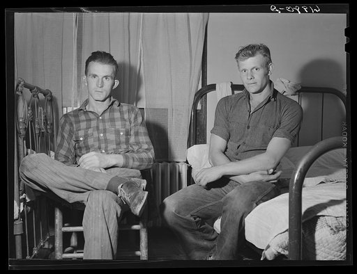 Construction workers in boardinghouse room. Radford, Virginia