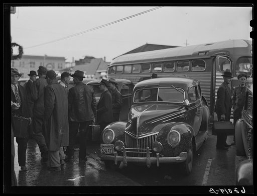 Untitled photo, possibly related to: New arrivals in town. They've come by bus from West Radford, Virgnina