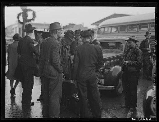 Untitled photo, possibly related to: New arrivals in town. They've come by bus from West Radford, Virgnina