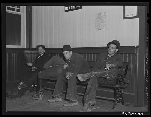 Men who came to Radford, Virginia, from out of town to work in powder plant, spending the night in railroad station, unable to rent a room