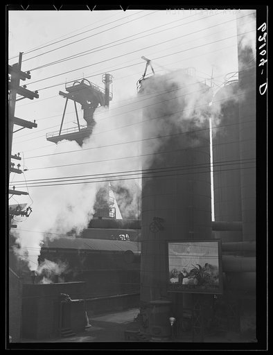 Untitled photo, possibly related to: "Peace be unto you" sign at steel plant. Birmingham, Alabama