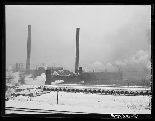 Beehive coke ovens. J & L (Jones and Laughlin) steel mill, Aliquippa, Pennsylvania
