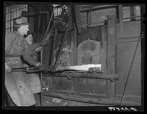 Forge shop. Gas heated furnace. Keystone Drilling Company, Beaver Falls, Pennsylvania