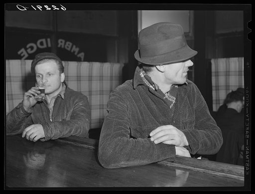 Untitled photo, possibly related to: Card games in corner beer parlor. Ambridge, Pennsylvania