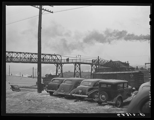 Change of shift for freight yard workers. Conway, Pennsylvania
