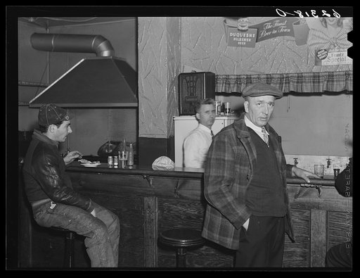 Untitled photo, possibly related to: Steelworkers in corner beer parlor. Ambridge, Pennsylvania
