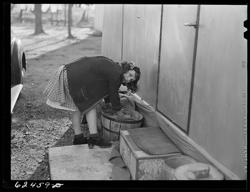 Untitled photo, possibly related to: Residents of trailer camp for Navy Yard construction workers. Portsmouth, Virginia