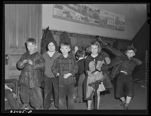 Schoolchildren getting ready to go home. Norfolk, Virginia