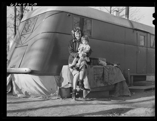 Untitled photo, possibly related to: Residents of trailer camp for Navy Yard construction workers. Portsmouth, Virginia