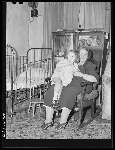 Untitled photo, possibly related to: Child of defense worker from North Carolina who lives with family (wife and three children) in one room apartment in Helping Hand Mission. Portsmouth, Virginia