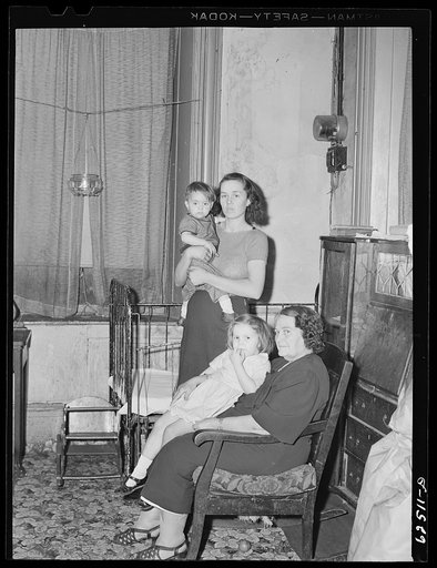 Untitled photo, possibly related to: Wife and child of Navy yard worker from North Carolina, now living in one room apartment in Helping Hand Mission. Portsmouth, Virginia