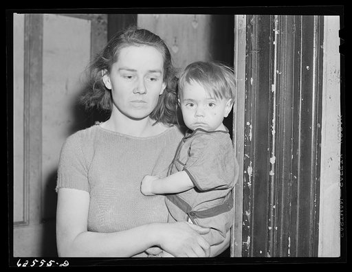 Wife and child of Navy yard worker from North Carolina, now living in one room apartment in Helping Hand Mission. Portsmouth, Virginia