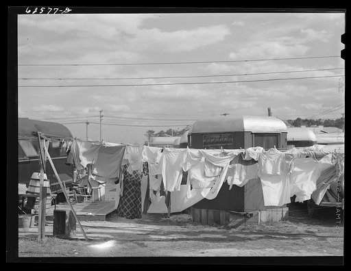 Trailer camp for construction workers. Ocean View, outskirts of Norfolk, Virginia