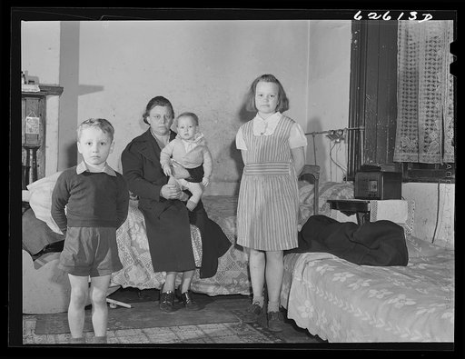 Untitled photo, possibly related to: Mother and child of destitute family of five living in one room at Helping Hand Mission. Portsmouth, Virginia