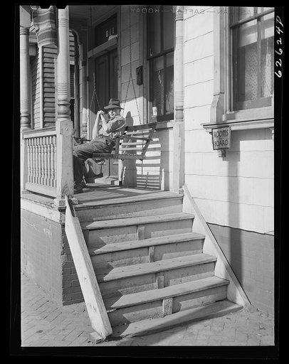 Front porch. Rooming house near Navy yard. Portsmouth, Virginia