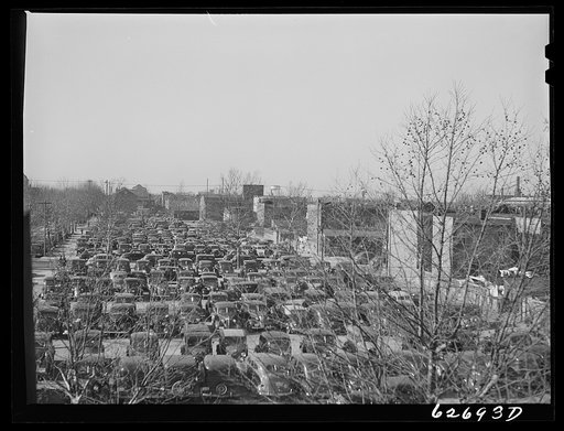Untitled photo, possibly related to: Parked cars of shipyard workers. Newport News, Virginia