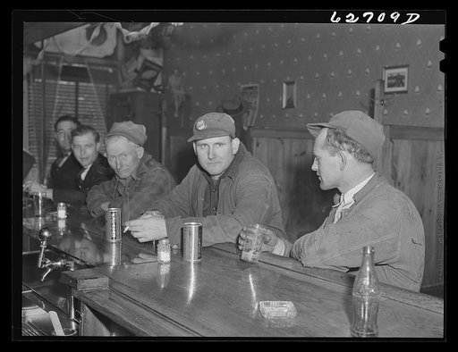 Shipyard workers at bar. Newport News, Virginia