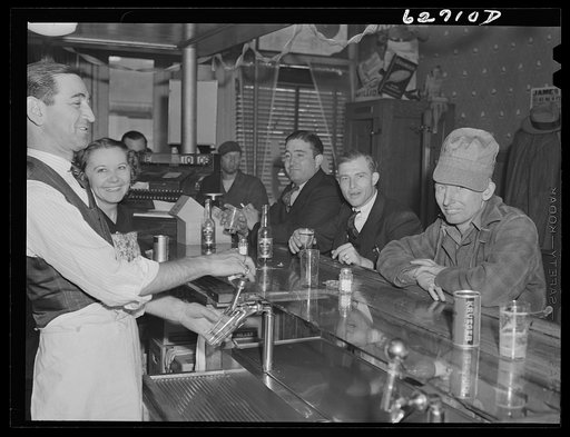 Untitled photo, possibly related to: Shipyard workers at bar. Newport News, Virginia