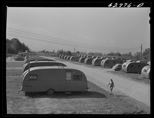 FSA (Farm Security Administration) trailer camp near General Electric Plant, Erie, Pennsylvania. These are 200 trailers here, occupied by childless couples and by families of one and two children