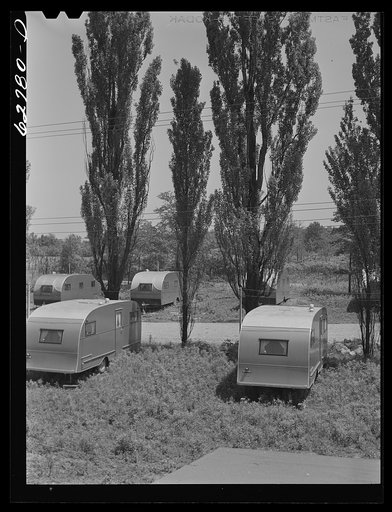 FSA (Farm Security Administration) trailer camp for defense workers, situated a quarter mile from General Electric plant in Erie, Pennsylvania. There are 200 trailers here, occupied by childless couples and by families of one or two children