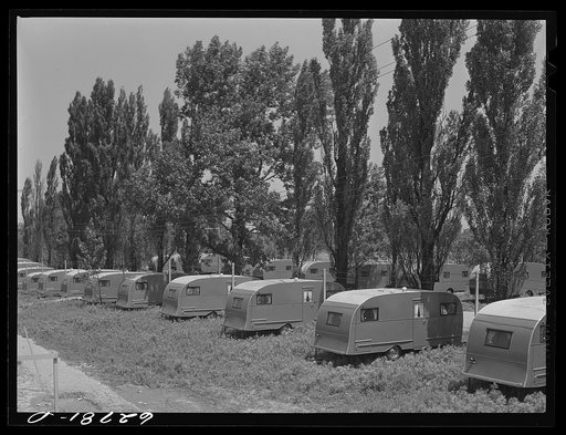 FSA (Farm Security Administration) trailer camp for defense workers, situated a quarter mile from General Electric plant in Erie, Pennsylvania. There are 200 trailers here, occupied by childless couples and by families of one or two children