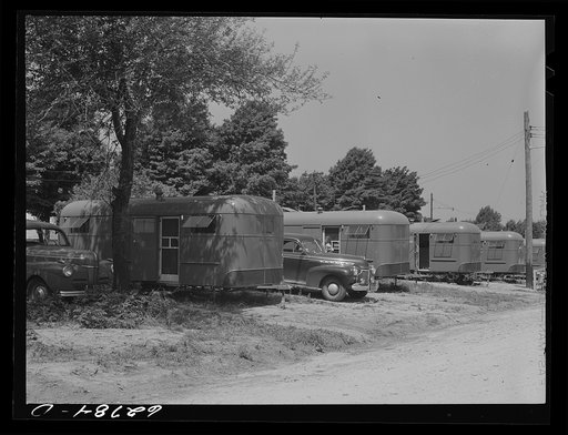 FSA (Farm Security Administration) trailer camp for defense workers, situated a quarter mile from General Electric plant in Erie, Pennsylvania. There are 200 trailers here, occupied by childless couples and by families of one or two children