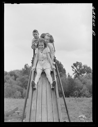 Untitled photo, possibly related to: Playground at FSA (Farm Security Administration) trailer camp. Erie, Pennsylvania